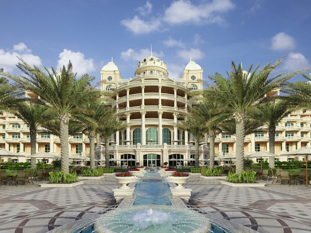 Raffles The Palm Dubai — Versailles-style luxury palace hotel with private beach on Palm Jumeirah West Crescent