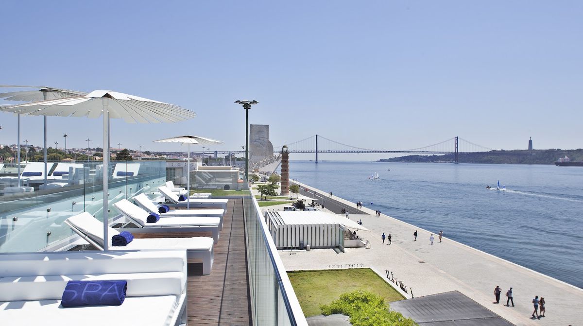 Lisbon Portugal — Tagus River and Belém Tower with traditional yellow trams, Atlantic capital