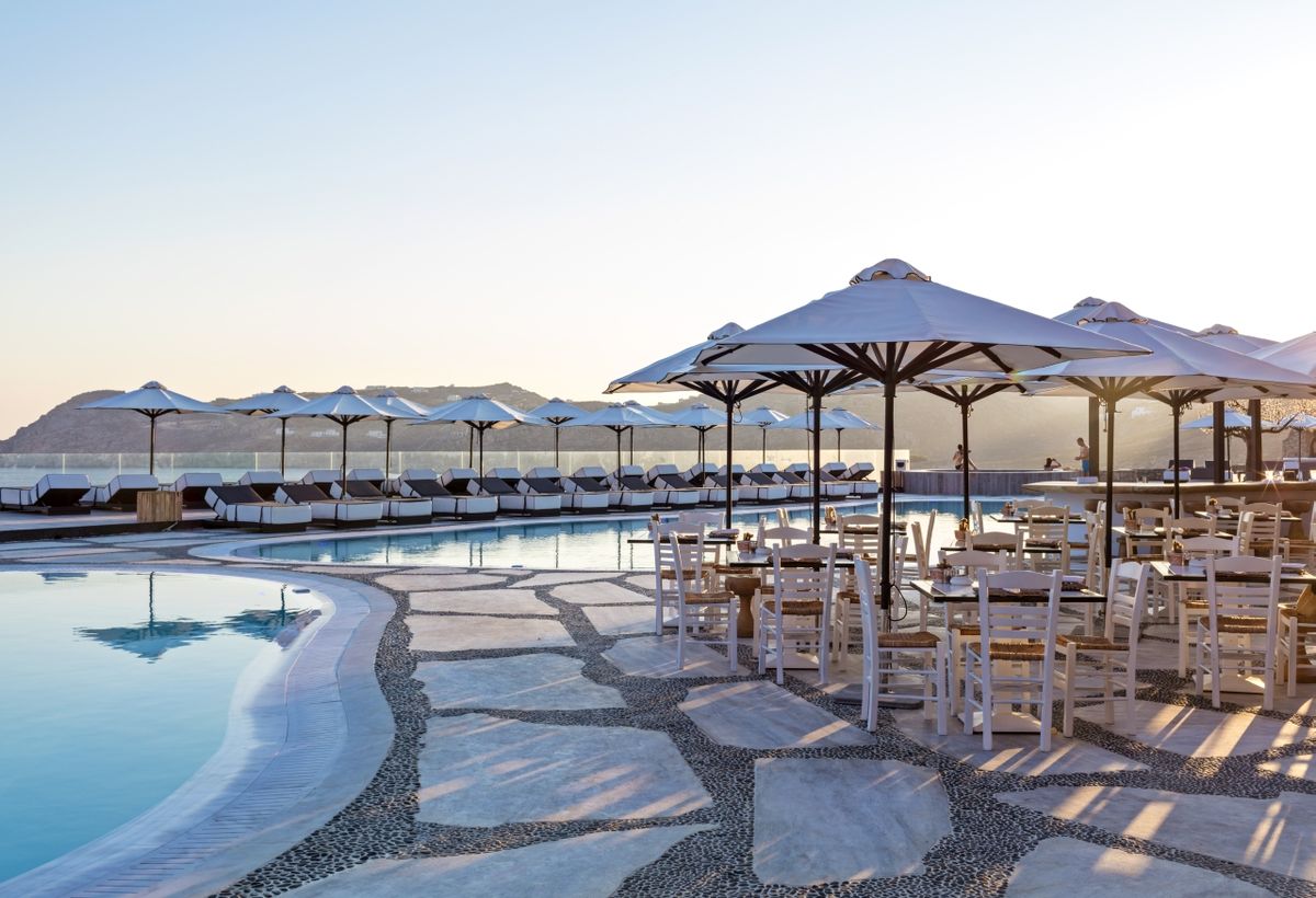 Myconian Villa Collection — exclusive 5-star villa resort overlooking Elia Bay, the pinnacle of the Myconian group