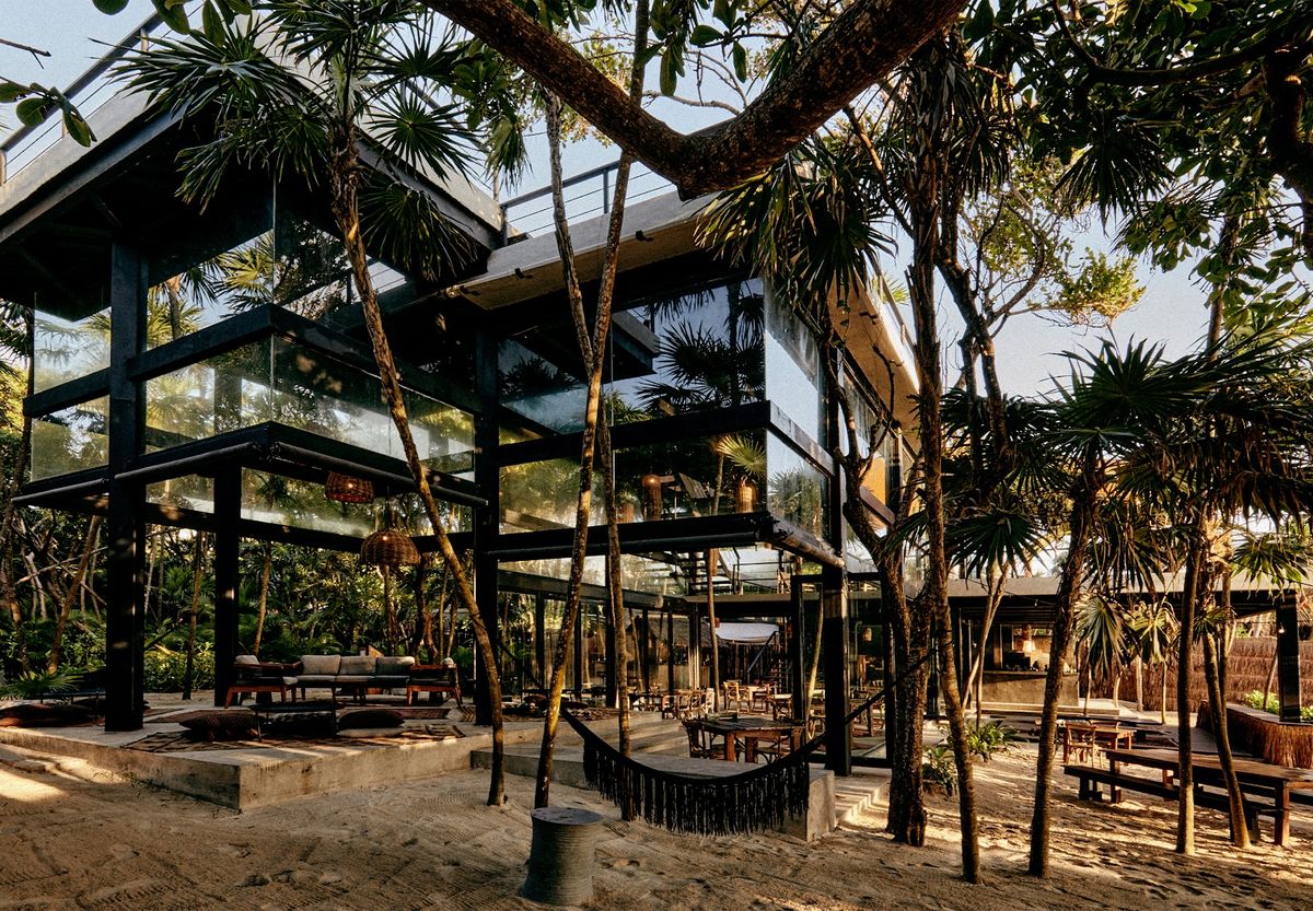 Be Tulum — boutique luxury beach hotel with 64 rooms in jungle and beach setting, original Tulum bohemian-luxury aesthetic